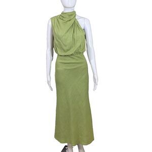 Billy J Keira Maxi Dress Linen blend AUS Size 6 US Size 2 green special occasion